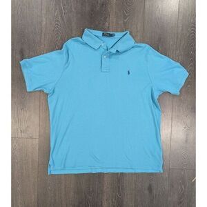 Polo Ralph Lauren Mens Polo Shirt Adult 2XB Turquoise W Purple Pony Rugby Cotton